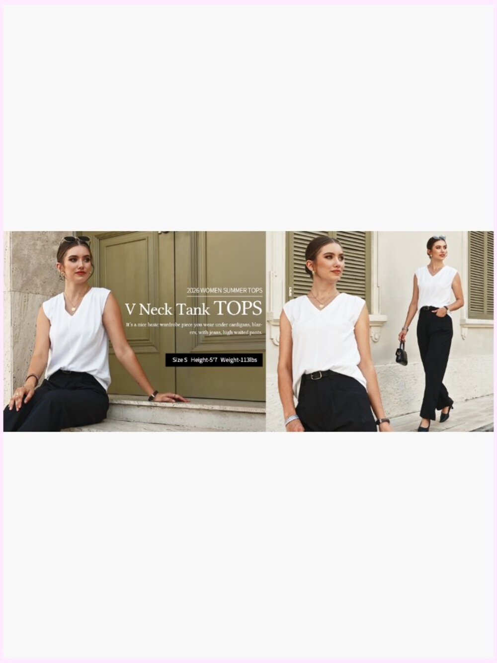 Loose Fit Pleated V Neck Sleeveless Blouse Tank Top - Picture 6 of 6